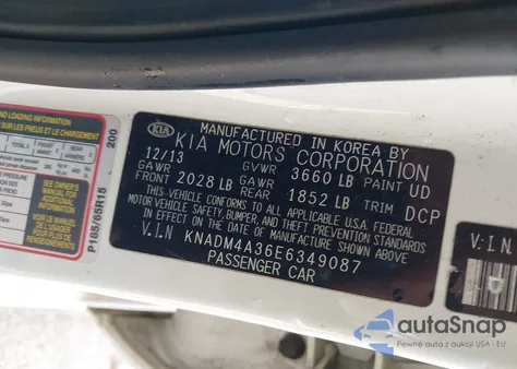 2014 Kia Rio Lx z USA, uszkodzony, nr VIN KNADM4A36E6349087